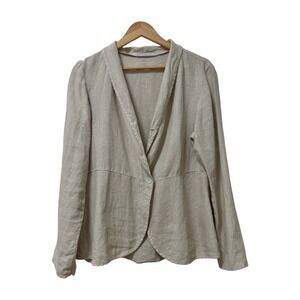 Cut Loose Womens Linen Single Button Blazer Size L Neutral Lagenlook Coastal